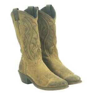 Abilene Distressed Brown Suede Cowboy Boho Boots Vintage US Made Women's 6 M